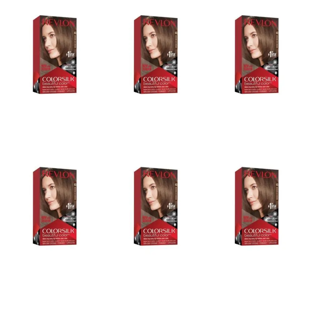 6pk Revlon Colorsilk Beautiful Color Permanent Hair Color with 3D Gel Technology
