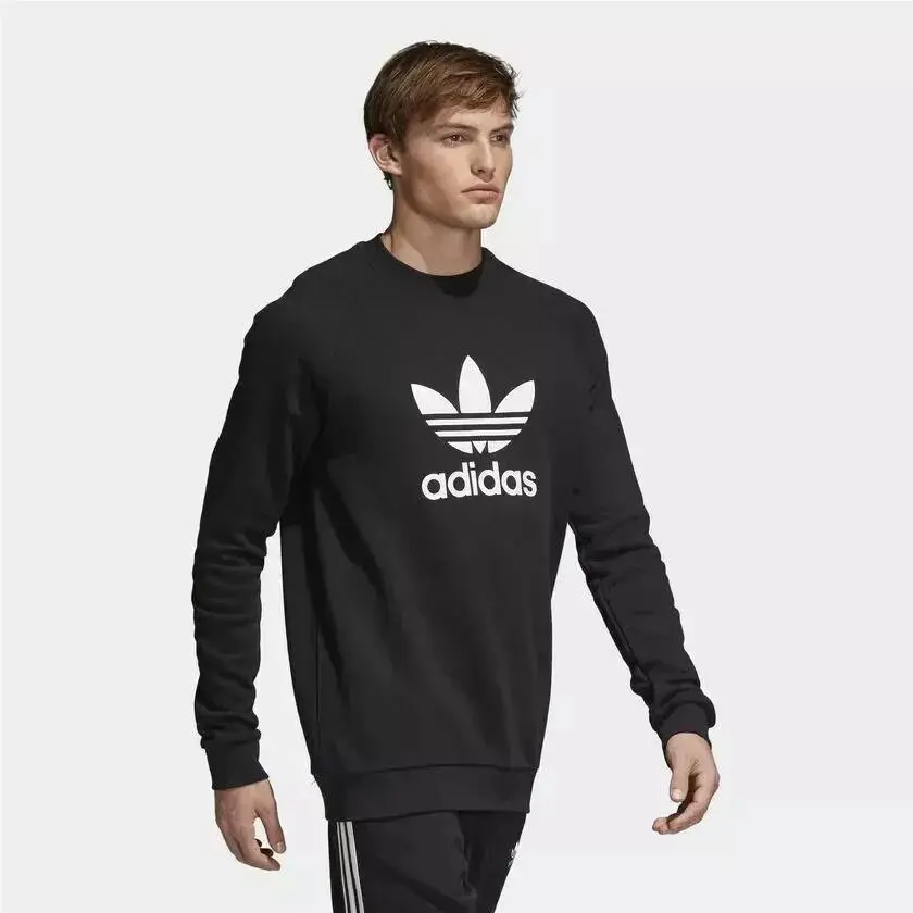 Adidas Originals Men`s L Set Trefoil Crew-neck Sweatshirt Fleece Pants Black