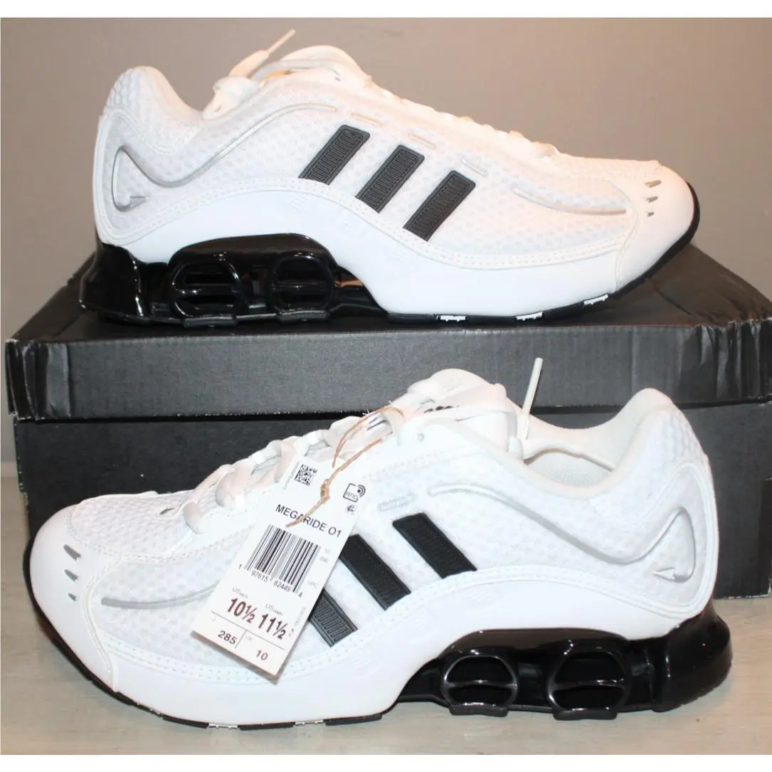 Adidas Megaride 01 White/black/silver Shoes Sneakers Men`s Size 10.5