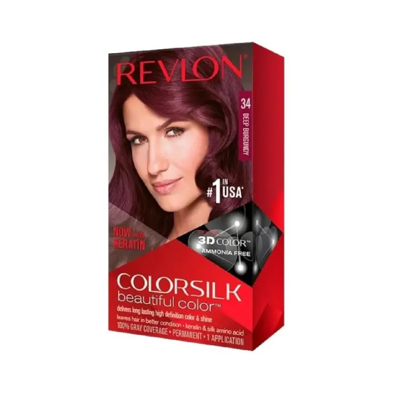 6x  Hair Color 34 Deep Burgundy Beautiful Color Permanent 1 Application 3 by Revlon