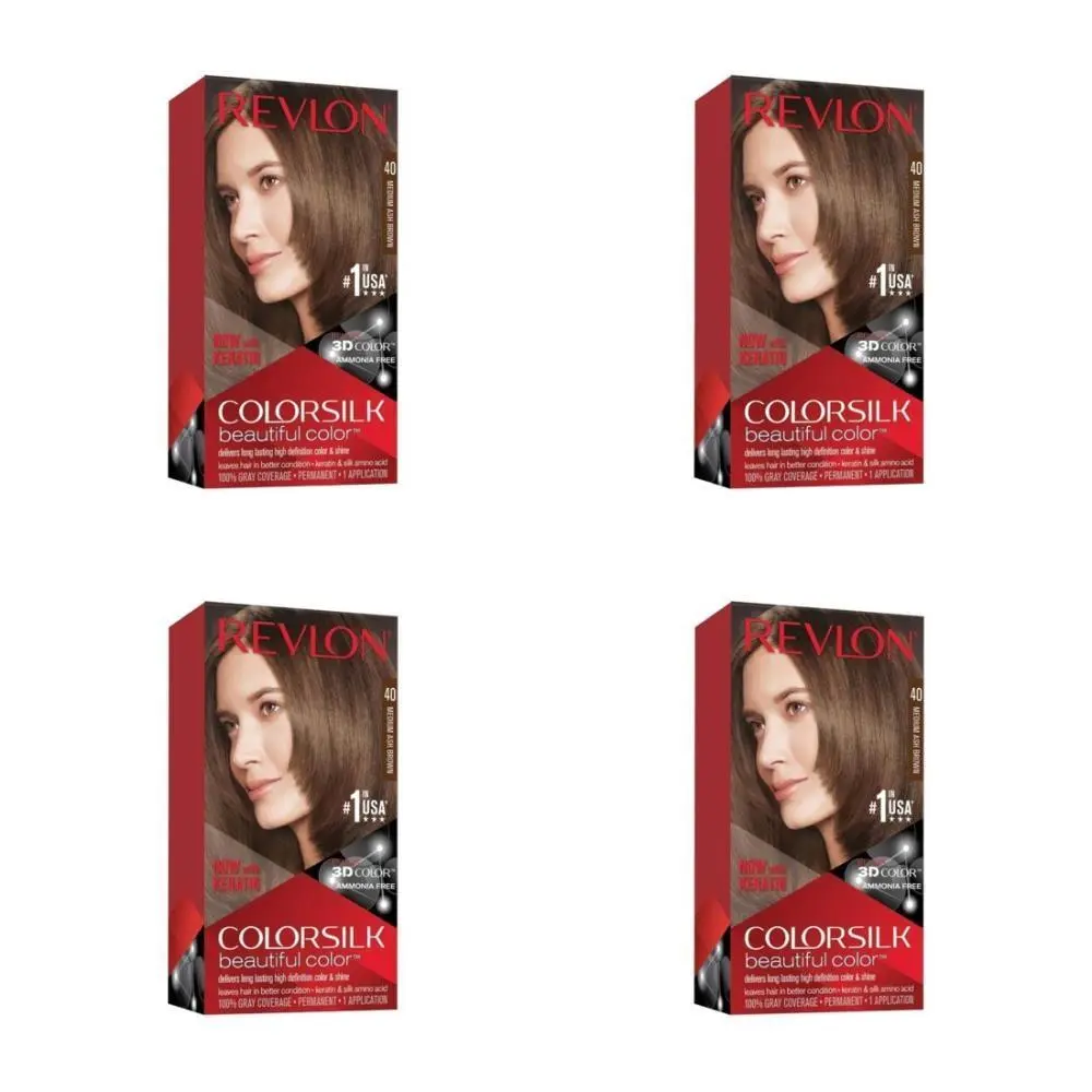 4pk Revlon Colorsilk Beautiful Color Permanent Hair Color with 3D Gel Technology