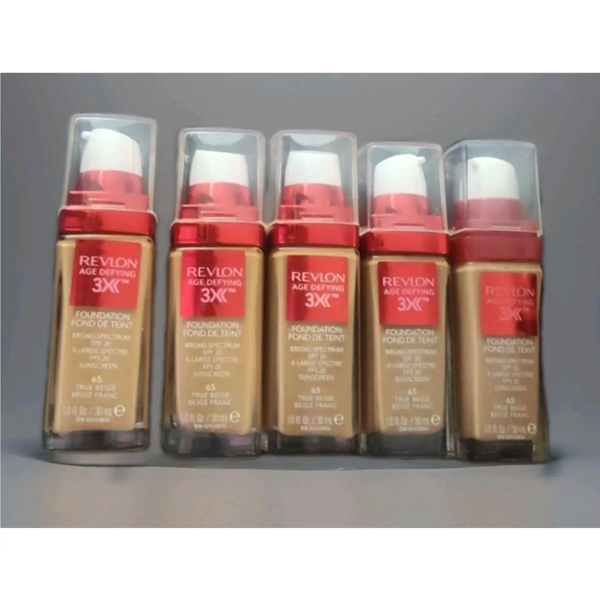 5 Pack Revlon Age Defying 3X Liquid Foundation 65 True Beige 1 oz