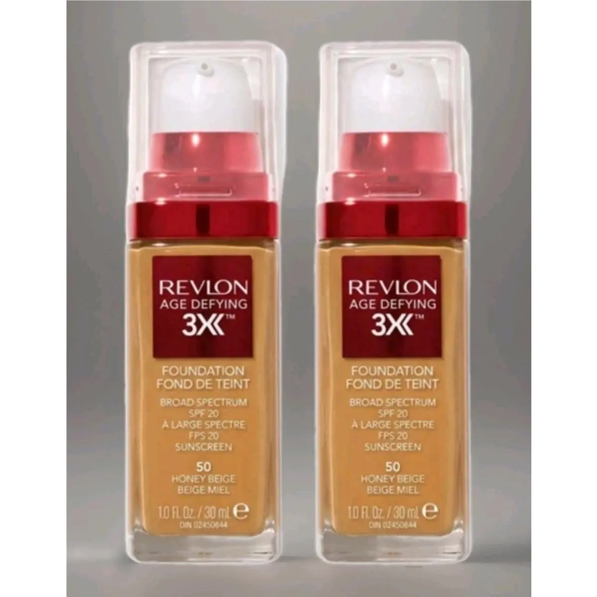 2 Pack Revlon Age Defying 3X 50 Honey Beige Foundation Makeup 1 oz ea Spf 20