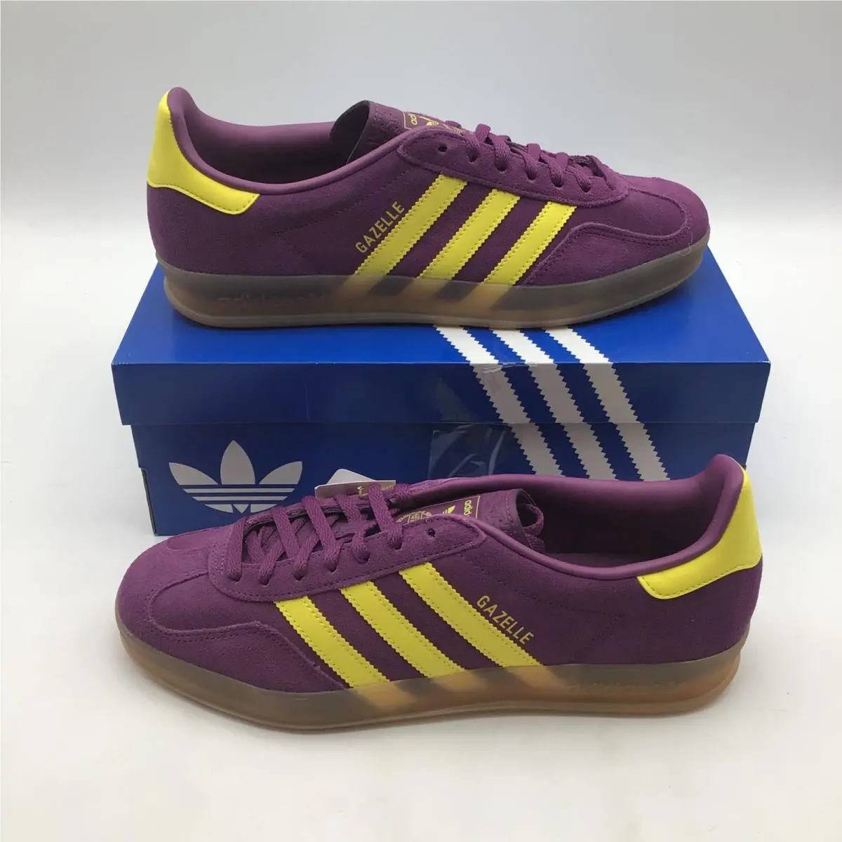 Adidas Gazelle Indoor W Purple Yellow Gum JS1415 Womens Size 10.5 Sneakers