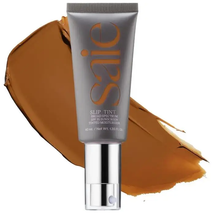 Slip Tint – Lightweight Tinted Moisturizer 14 Shades 1.3oz/40mL Eight - for deep skintones with peach undertones by Saie