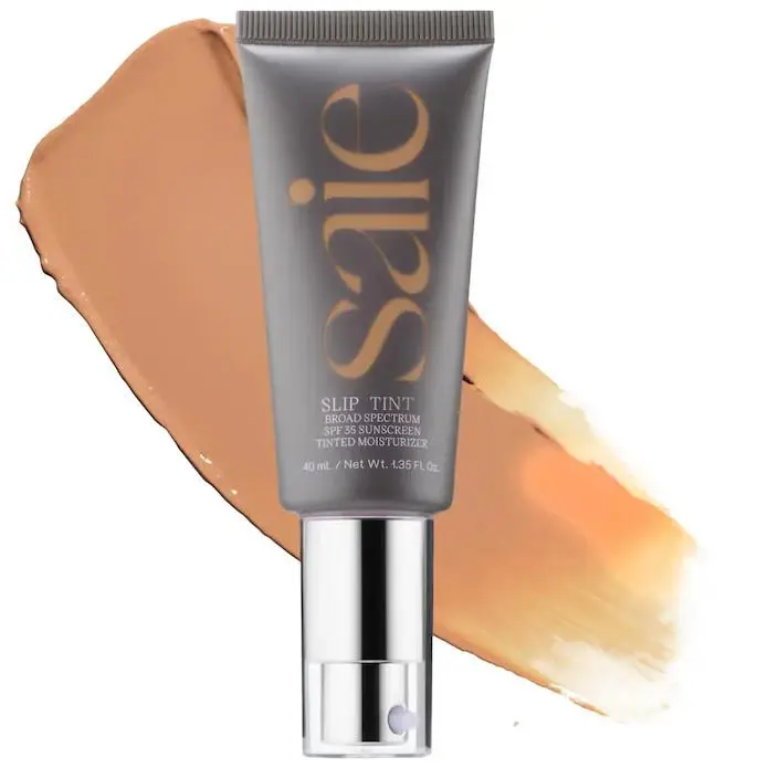 Slip Tint – Lightweight Tinted Moisturizer 14 Shades 1.3oz/40mL Four + Half - for medium skintones with golden und by Saie