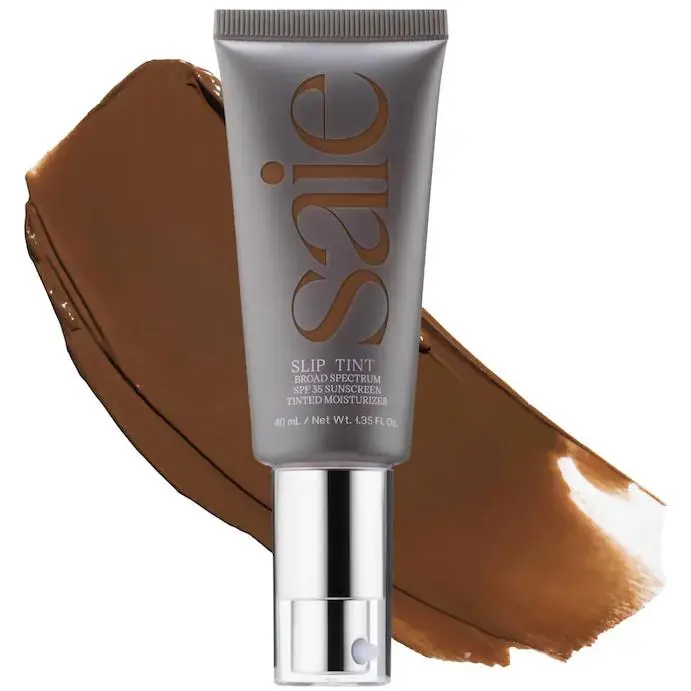 Slip Tint – Lightweight Tinted Moisturizer 14 Shades 1.3oz/40mL Nine + Half - for rich skintones with deep red und by Saie