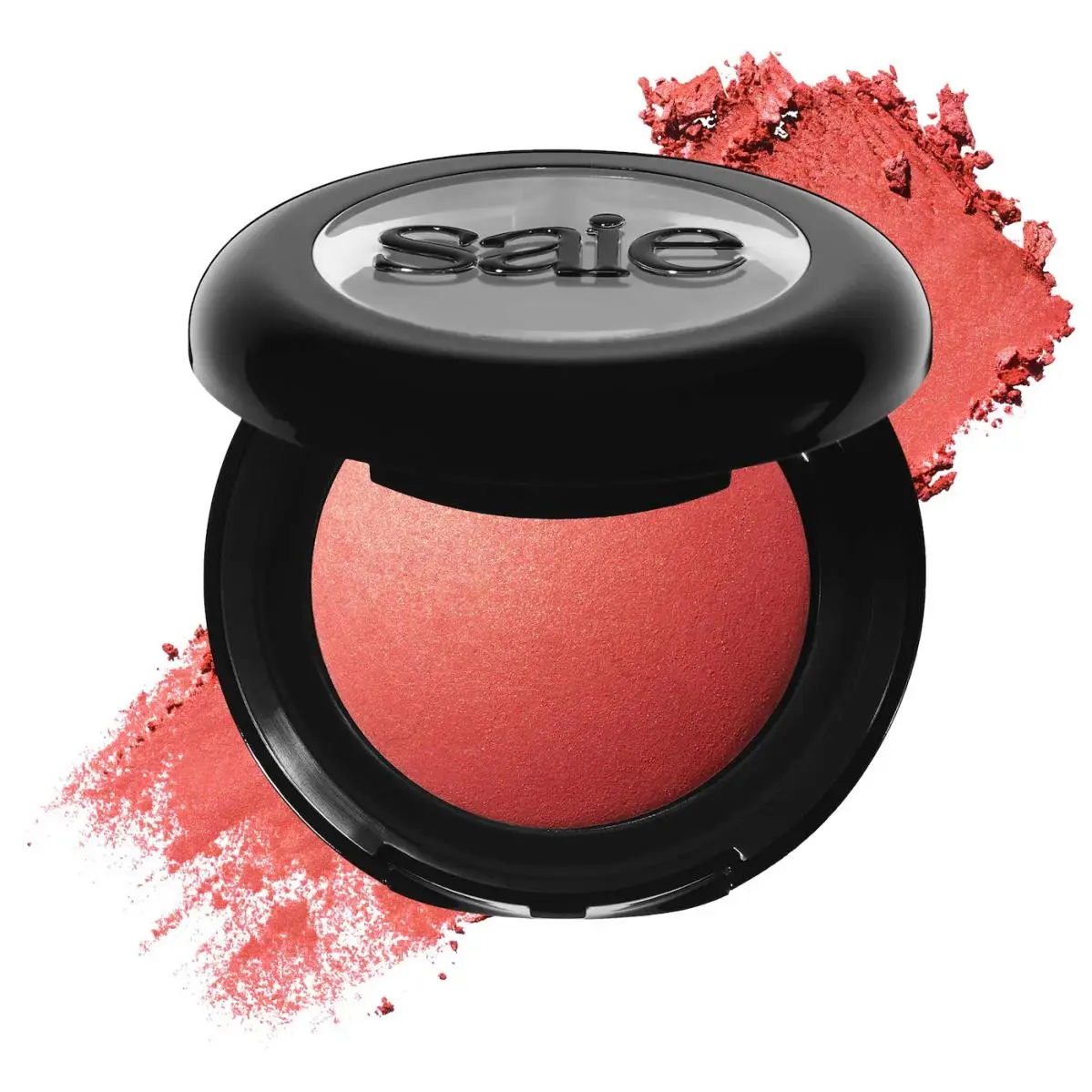 Supersuede Radiant Talc-free Baked Powder Blush 6 Shades 0.1oz/3g Stella - bright coral by Saie