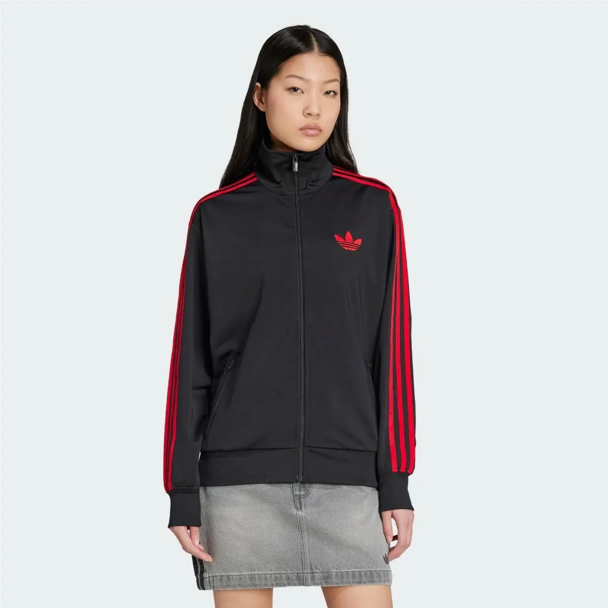 Adidas Adicolor Classic Firebird Loose Track Top Black/better Scarlet Women`s M