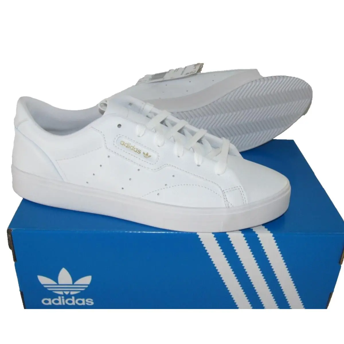 Adidas Sleek Womens Size 9.5 White Lace-up Sneakers Comfort Shoes