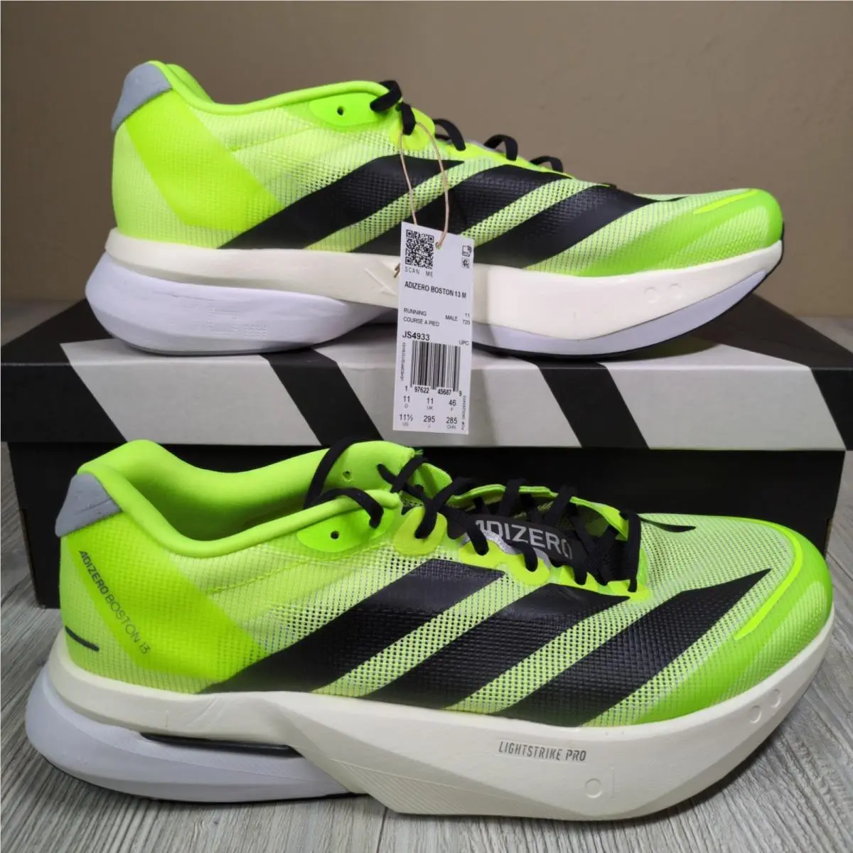 Adidas Adizero Boston 13 Lucid Lemon Green Mens Size 11.5 JS4933