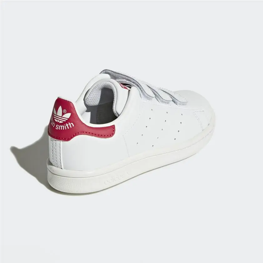 Adidas Stan Smith Youth Size 3 White Leather Touch-fasten Straps Sneaker