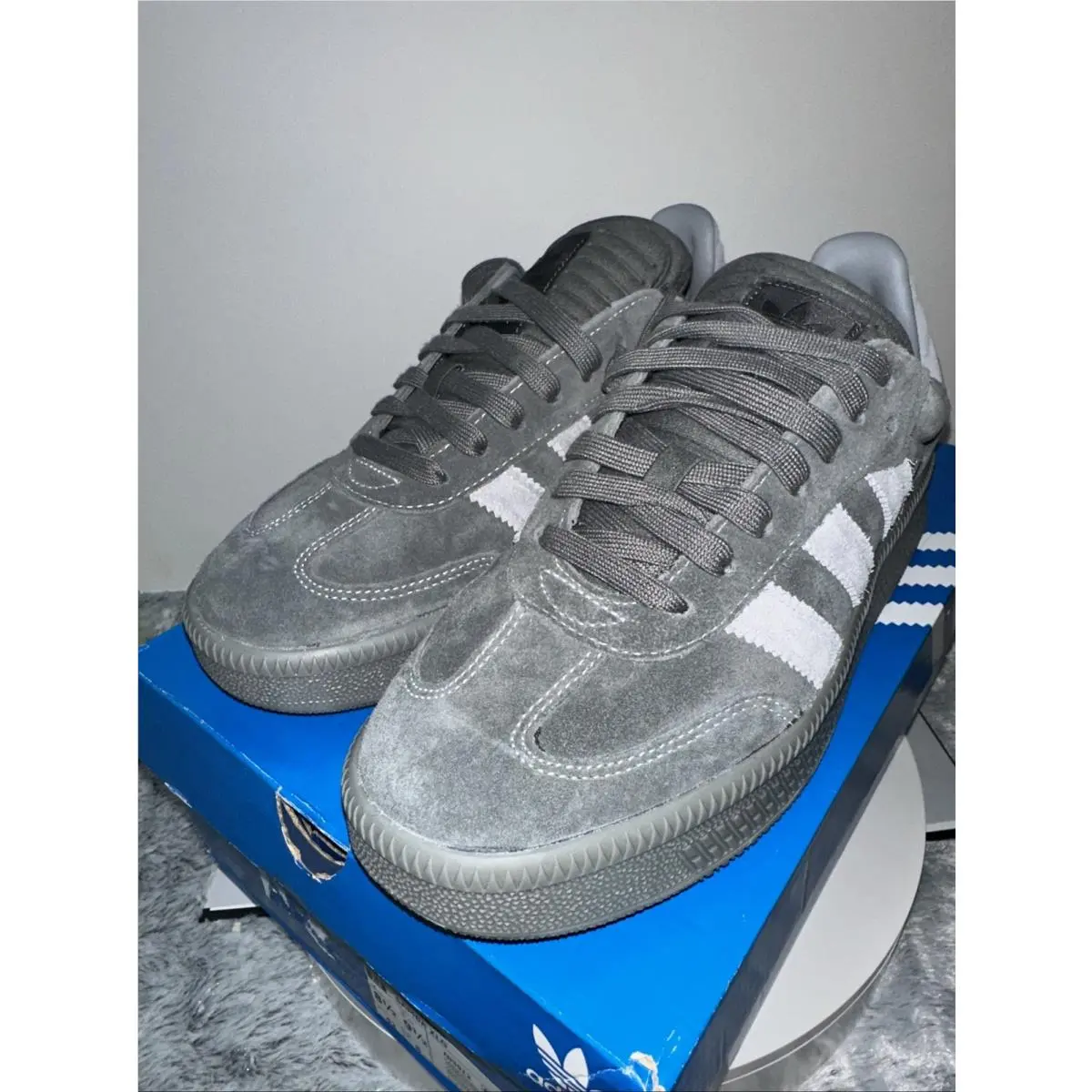 Adidas Originals Samba Xlg Mens Retro Leather Sneaker - Grey/grey Size 8.5