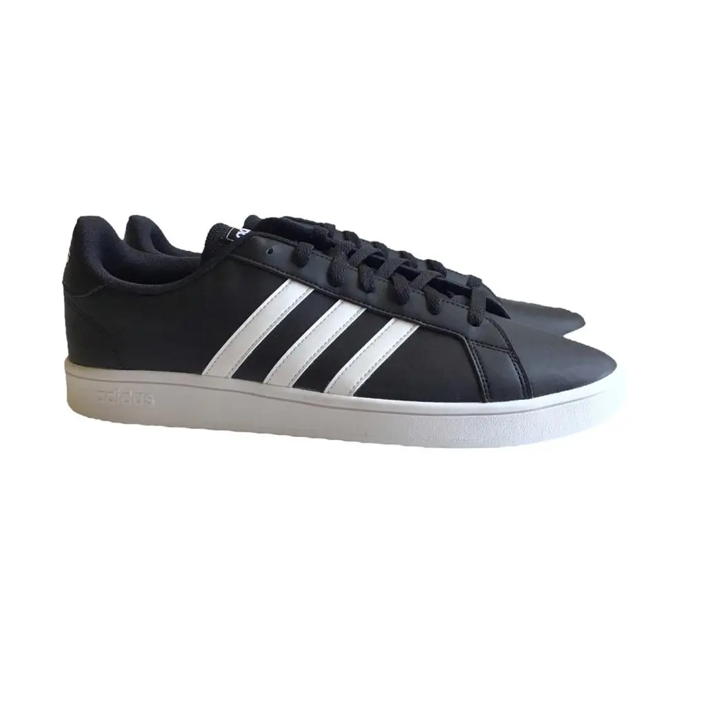 Adidas Trainer Sneakers Men 12.5 D Shoes Black White Grand Court Base Vegan