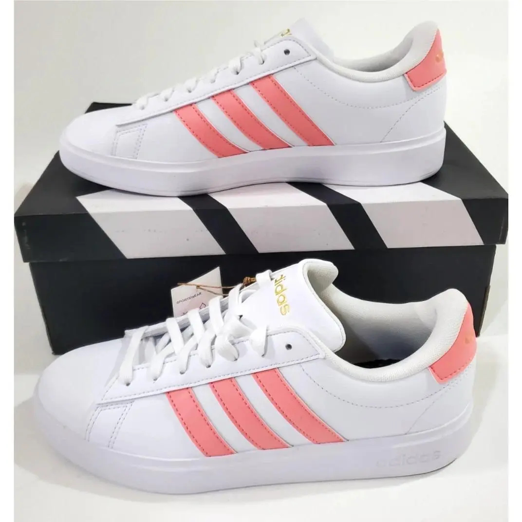 Adidas Grand Court 2.0 Shoes Women`s Athletic Casual Sneakers - 8 - Pink/white