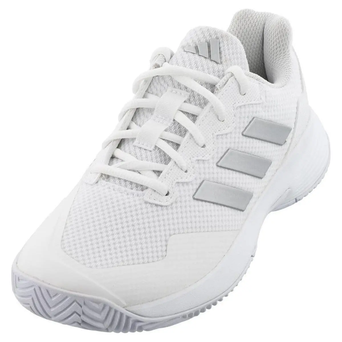 Adidas Womens Gamecourt 2 Tennis Sneakers White Silver Metallic Size 5