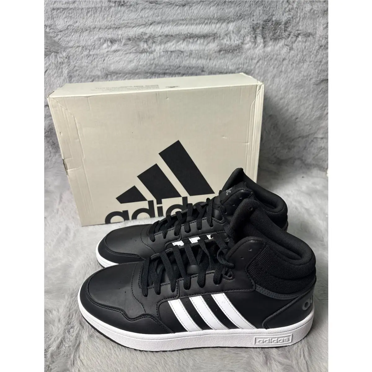 Adidas Hoops 3.0 Mid Classic Vintage Men`s Shoes 12 Core Black-cloud White