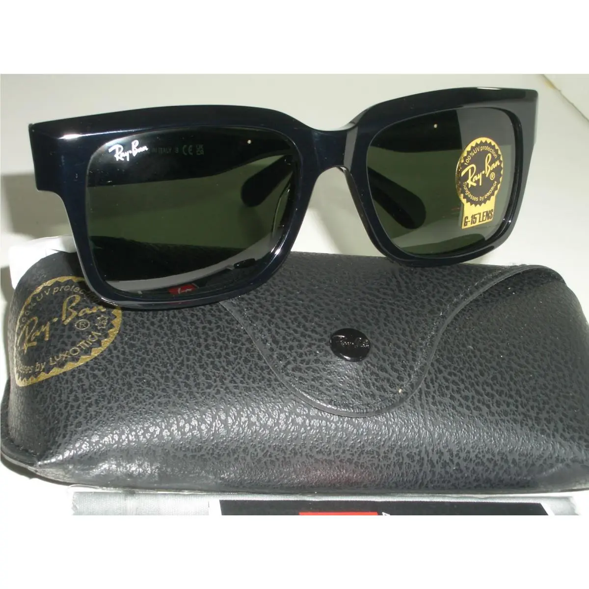 Ray Ban RB2191 Inverness 54 18 145 Black G15 Crystal Rectangular Sunglasses