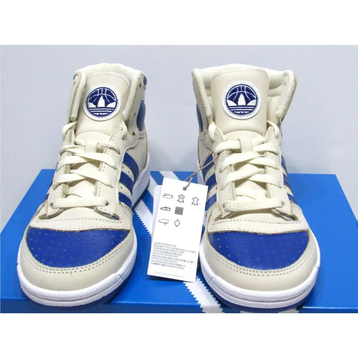 Adidas Top Ten RB Athletic Shoes Youth Boys sz 5 Cream White/royal Blue Leather