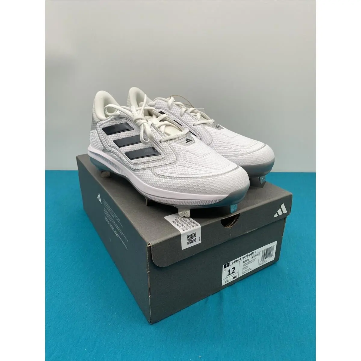 Adidas Women`s Adizero Purehustle 3 Sneaker White Black Silver Metallic Size 12