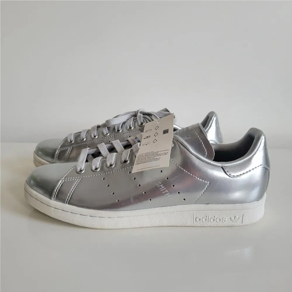 Adidas Stan Smith Silver Metallic Low Top Sneakers Women`s Size US8.5 FW5477