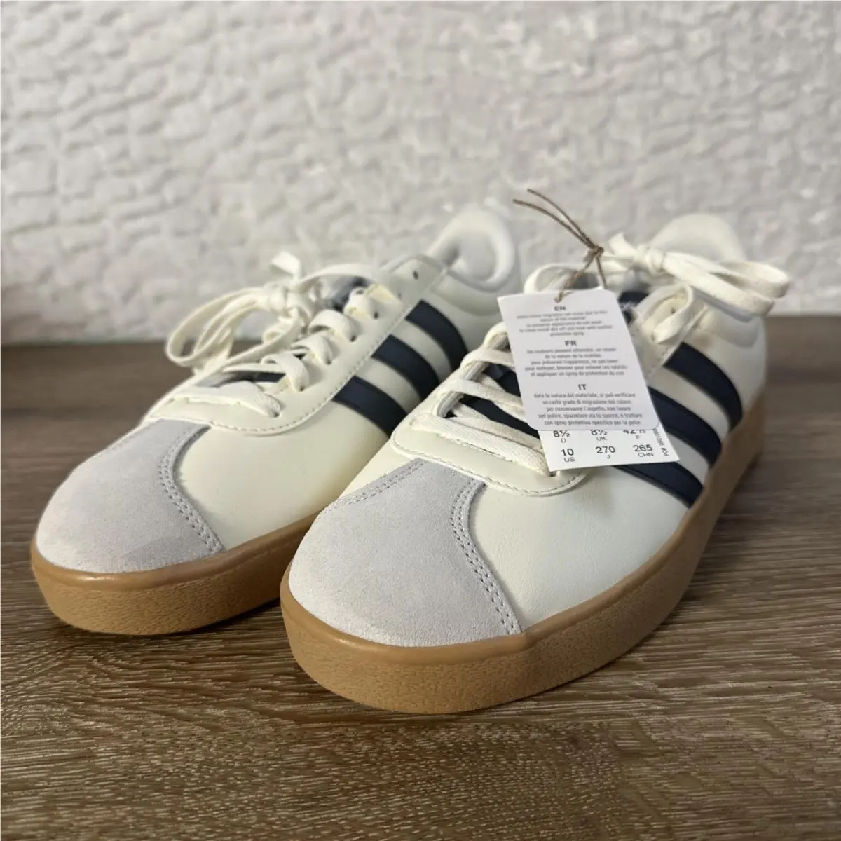 Adidas VL Court Base Womens 10 White Navy Gum Sole Sneakers Casual Shoes