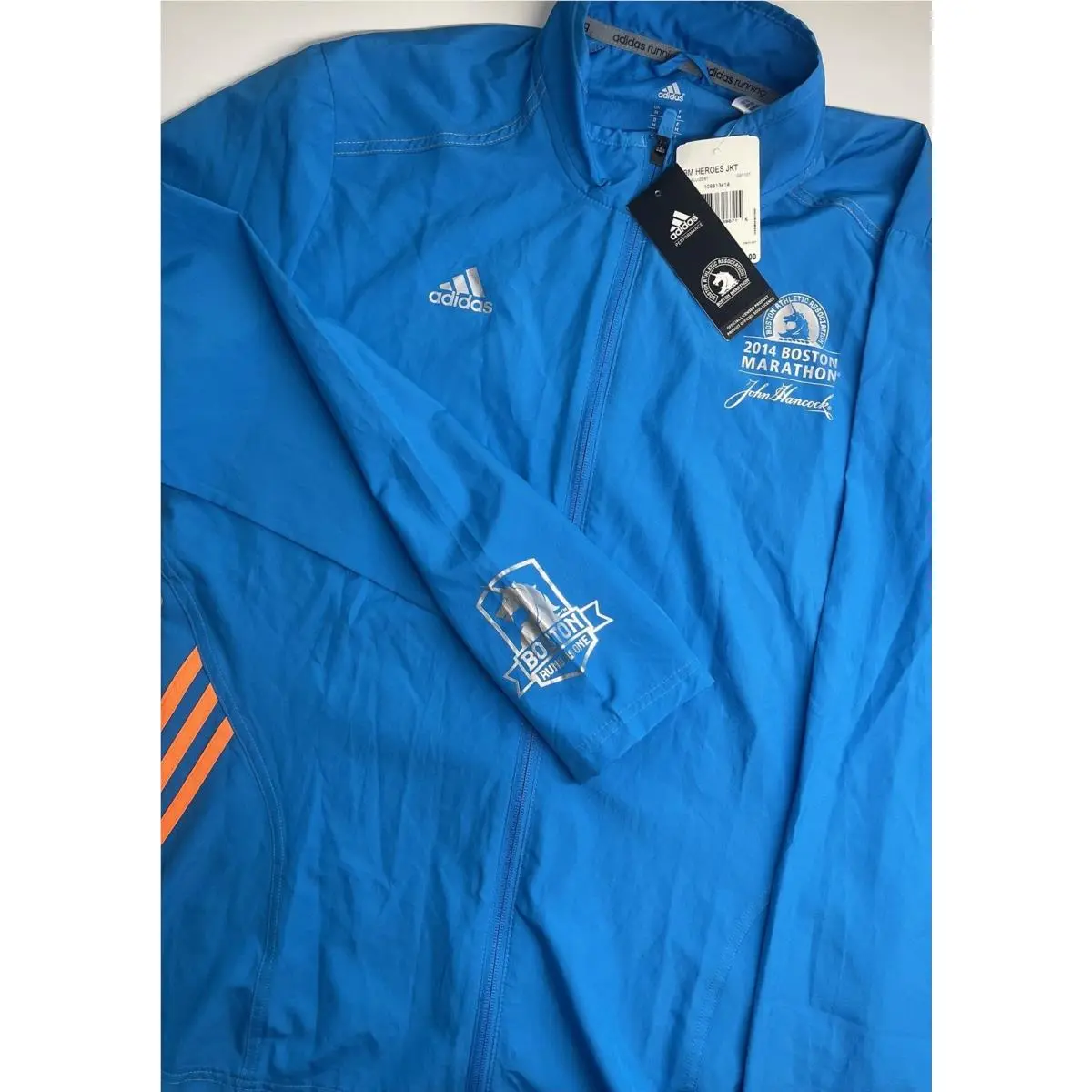 Adidas 2014 Boston Marathon John Hancock Heroes Jacket Mens SZ M Solar Blue