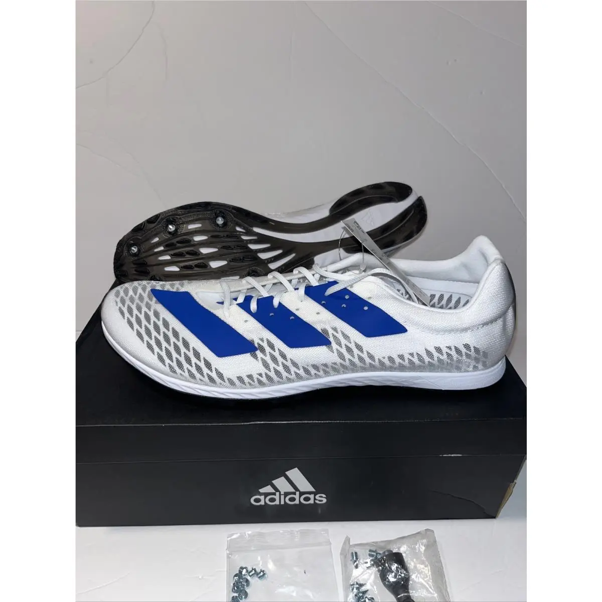 Adidas Adizero XC Sprint Men`s White Running Shoes Spikes EG8456 Size 12.5