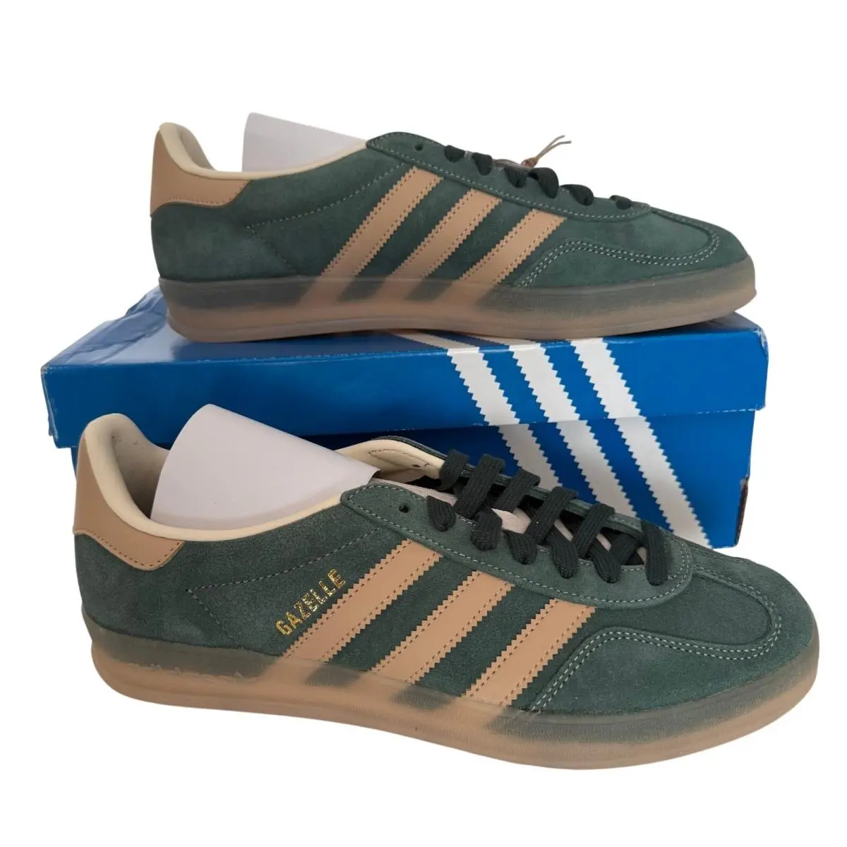 Adidas Gazelle Indoor Mens 9 Womens 11 Shadow Green Sand Gum Sneaker JH5402