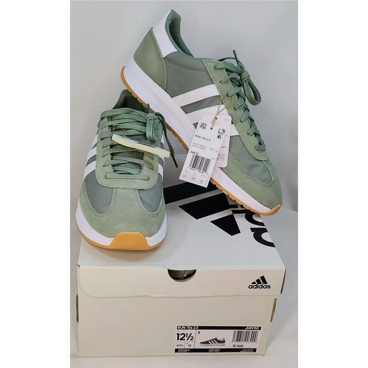 Adidas Run 70S 2.0 Mens 12.5 Green Sneakers JI4930