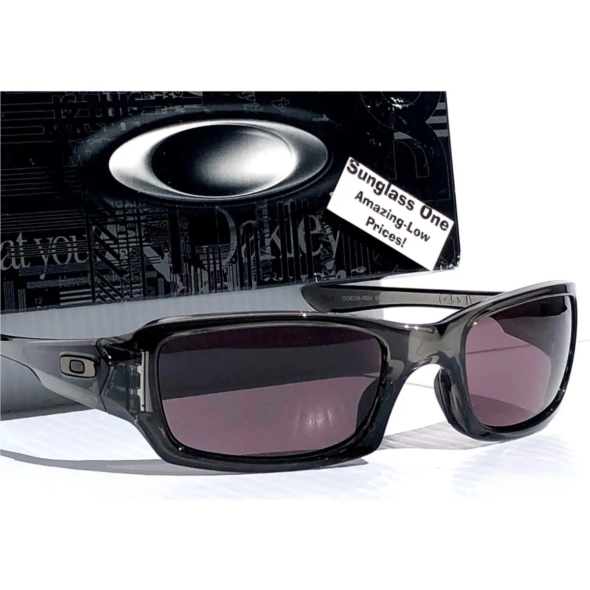 Oakley Fives Squared Shiny Grey Smoke Frame Warm Grey Lens Sunglass 9238-05 - Frame: Grey, Lens: Grey