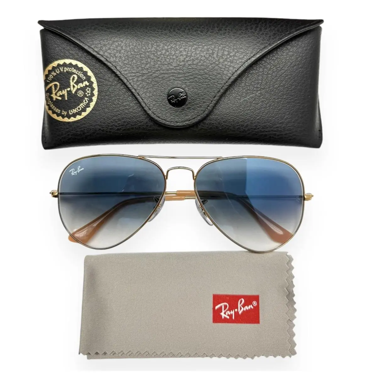 Ray-ban Aviator Sunglasses RB 3025 001/3F Gold Light Blue Gradient 58mm Medium