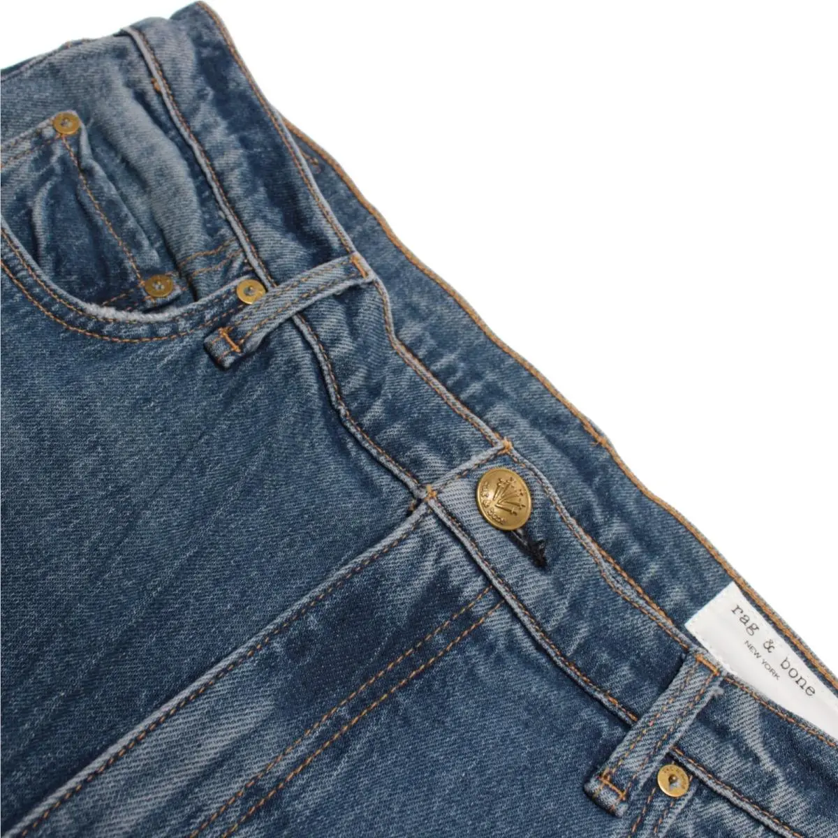 Rag Bone Jeans Size 33 US Mid-rise Bootcut In Solid Blue Cotton Blend