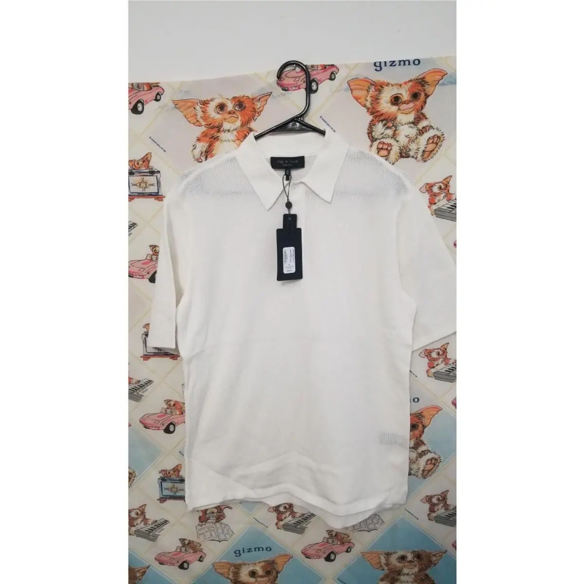 Rag Bone Ivory Harvey Knit Polo Short Sleeve Shirt Medium