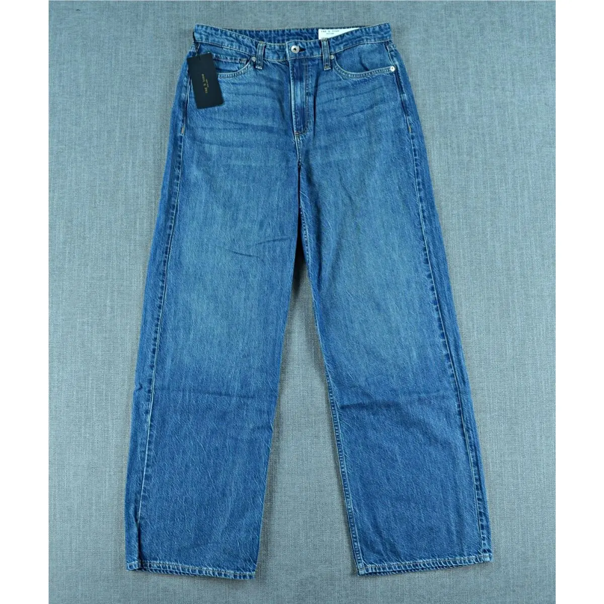 Rag Bone Jeans Women`s 29 Blue The Lori Mid-rise Wide Leg Covington Denim