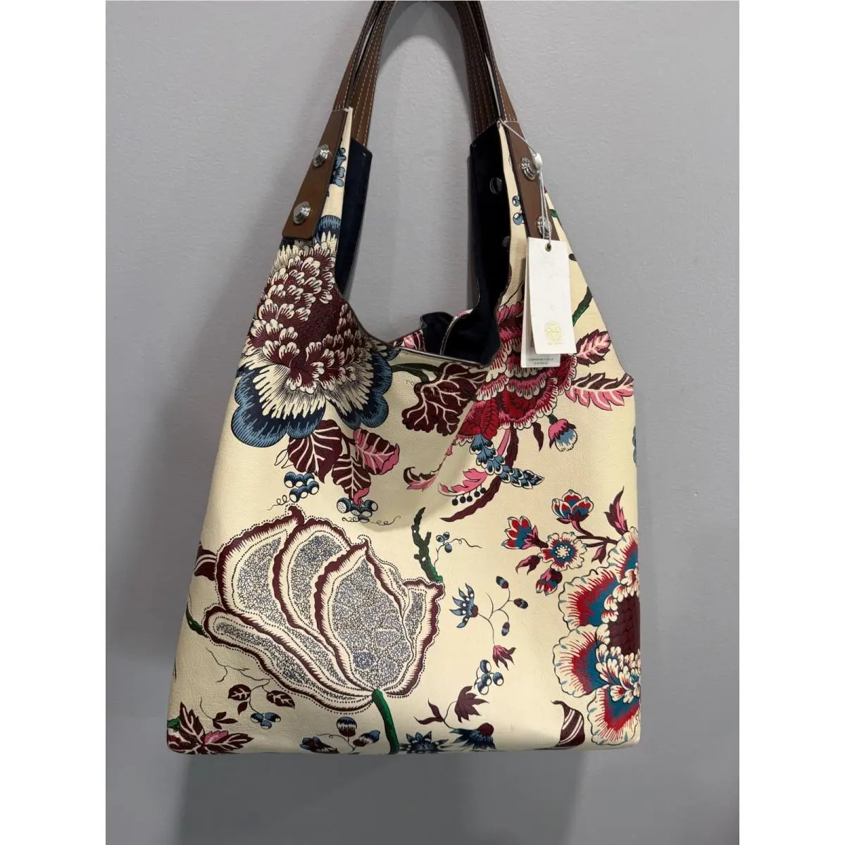Tory Burch Rory Printed Tote Happy Times Floral Leather Hobo Bag 60213