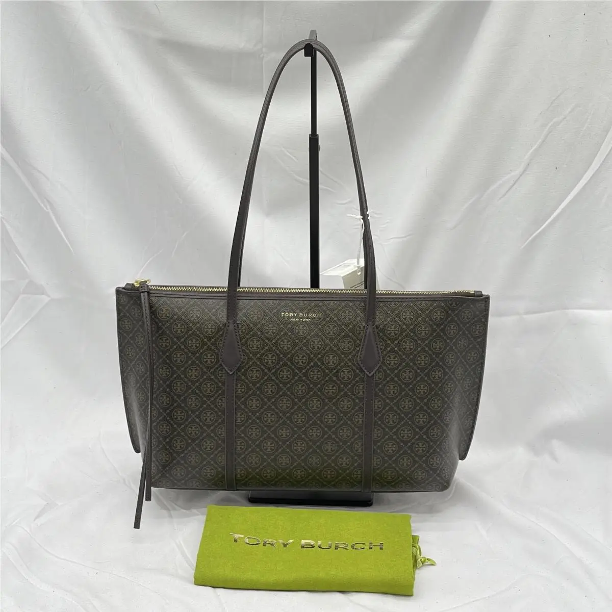 Tory Burch Womens Small Perry Tote Bag Coated Canvas French Press