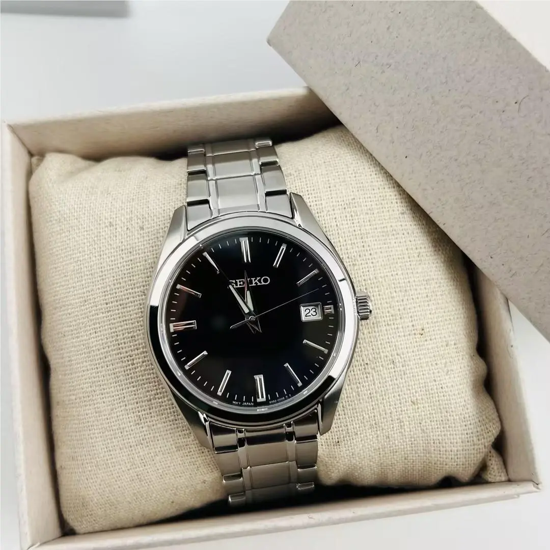 Essentials SUR311 Black Dial Men`s Stainless Steel Quartz Watch 40.2mm by Seiko