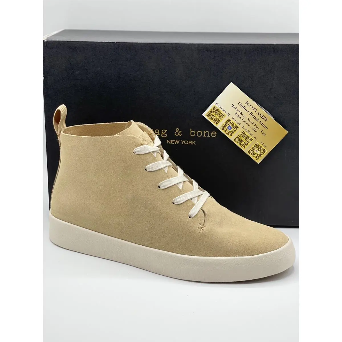 Rag Bone RB Slim Mid Sneaker 11.5 Beige Suede