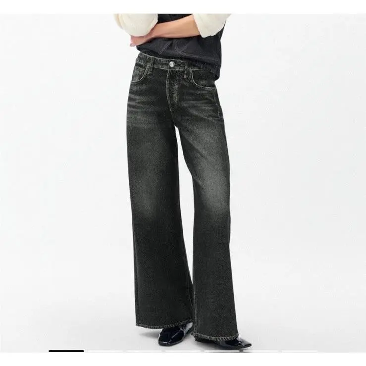 Rag Bone Miramar Terry Andi Wide Pant Faded Black Jean Look Womens Sz 25