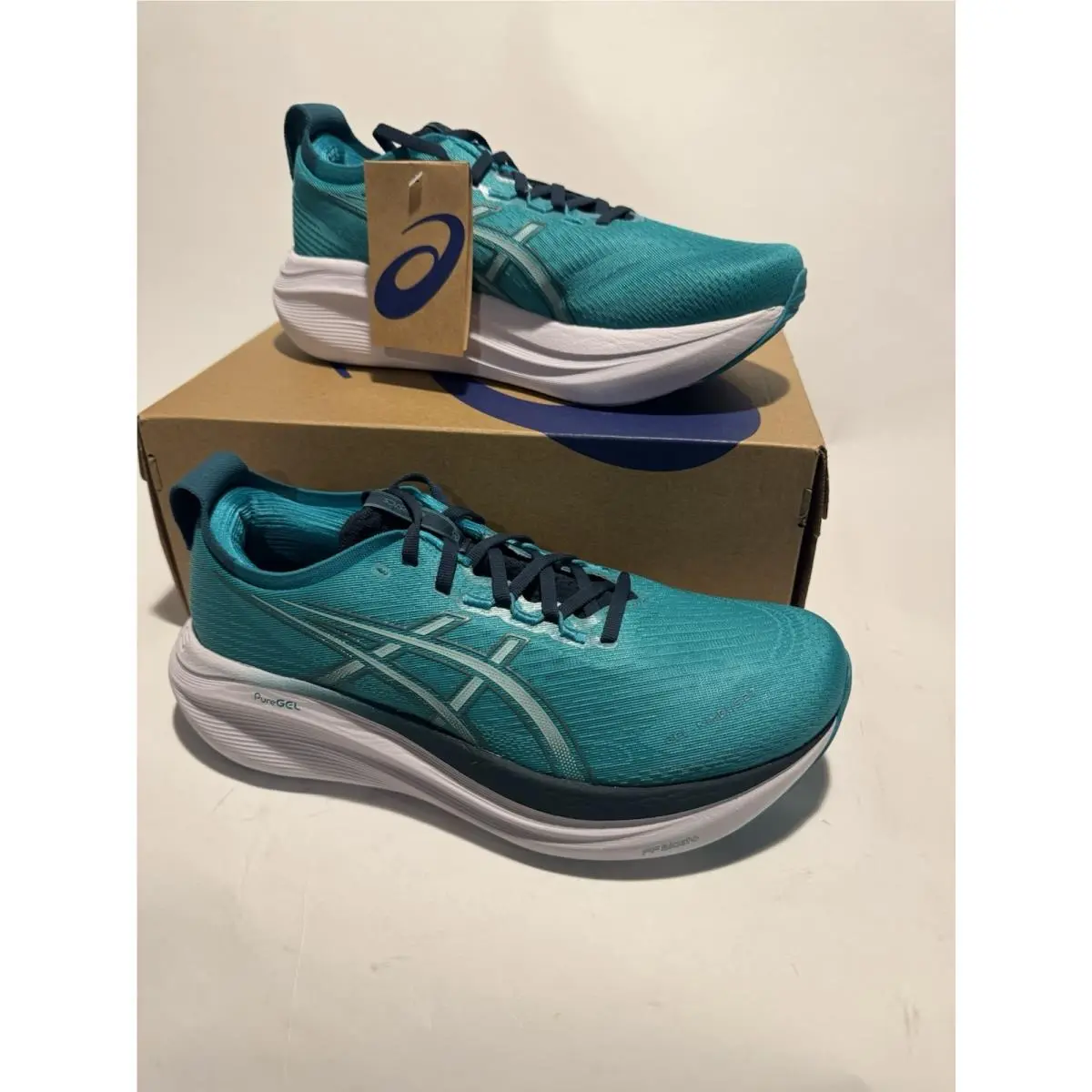 Asics Men`s Running Shoes Gel-nimbus 27 1011B958-400 Wave Teal/saxon Green 9.5