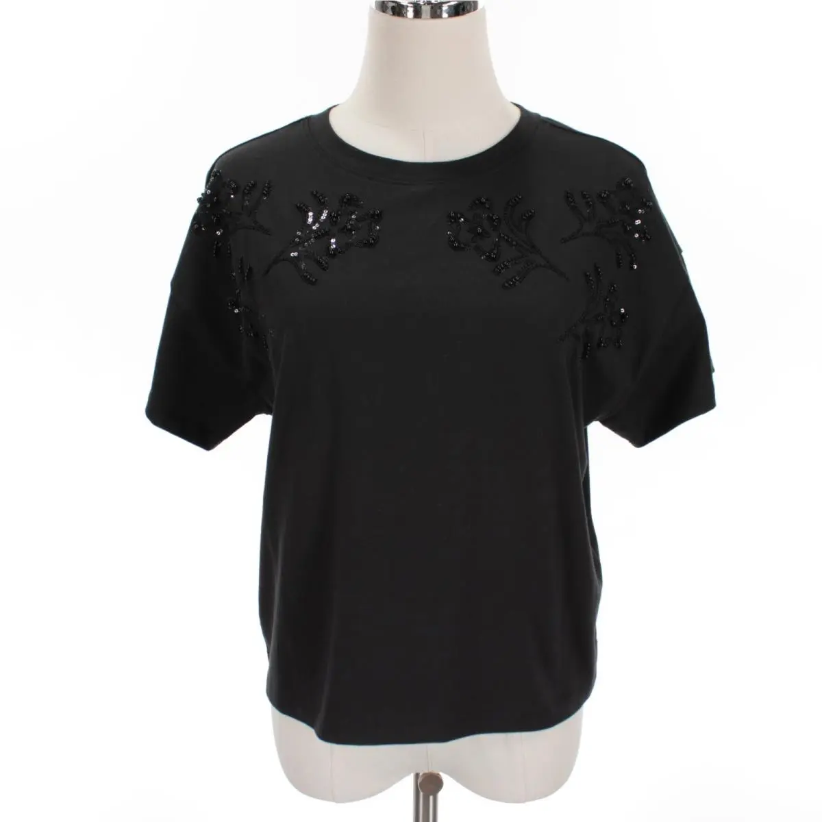 Rag Bone Short Sleeve Embellished T-shirt Size M in Black
