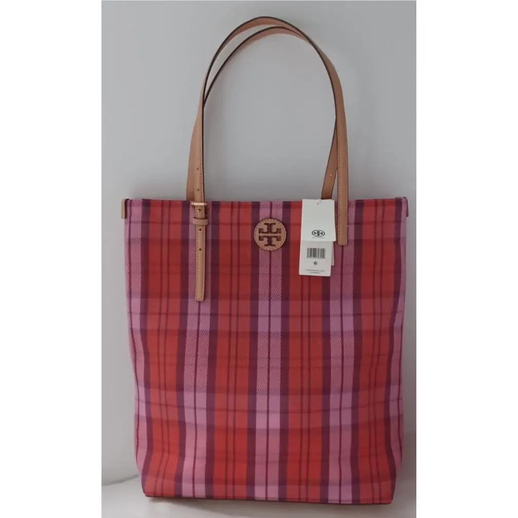 Tory Burch Lightweight Mesh Tote Bag Purse_pink/red/beige