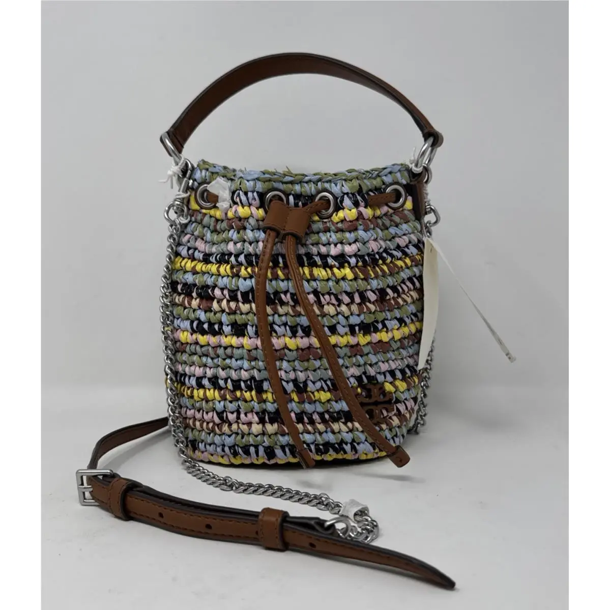 Tory Burch Willa Raffia Mini Bucket Bag Multi Melange