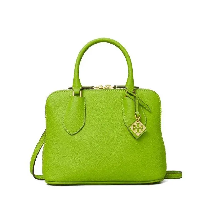 Tory Burch Green Mini Swing Satchel Crossbody Bag Pebbled Leather Designer