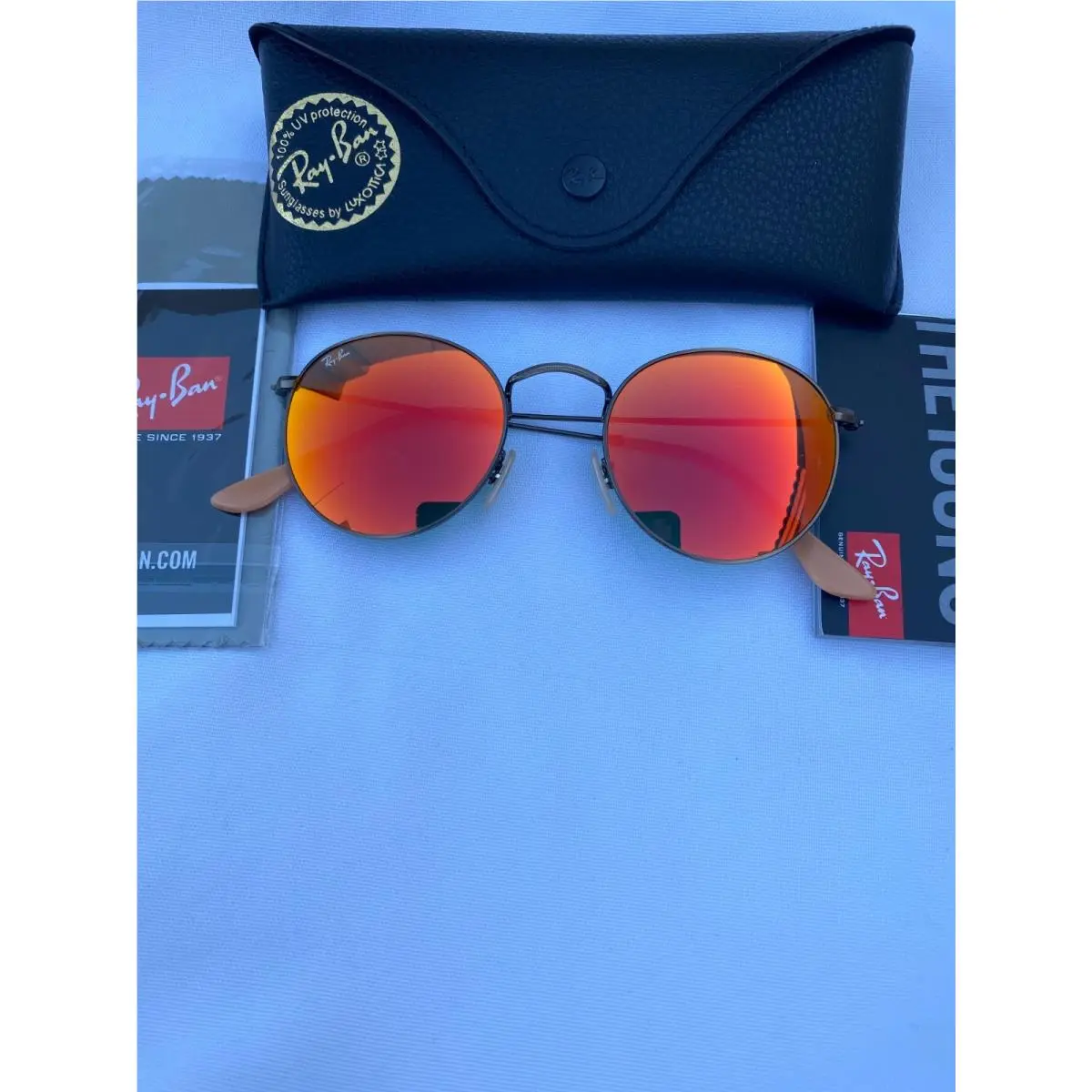 Ray-ban RB3447 Round Bronze Frame Red Mirrored Lenses 167/2k Sunglasses