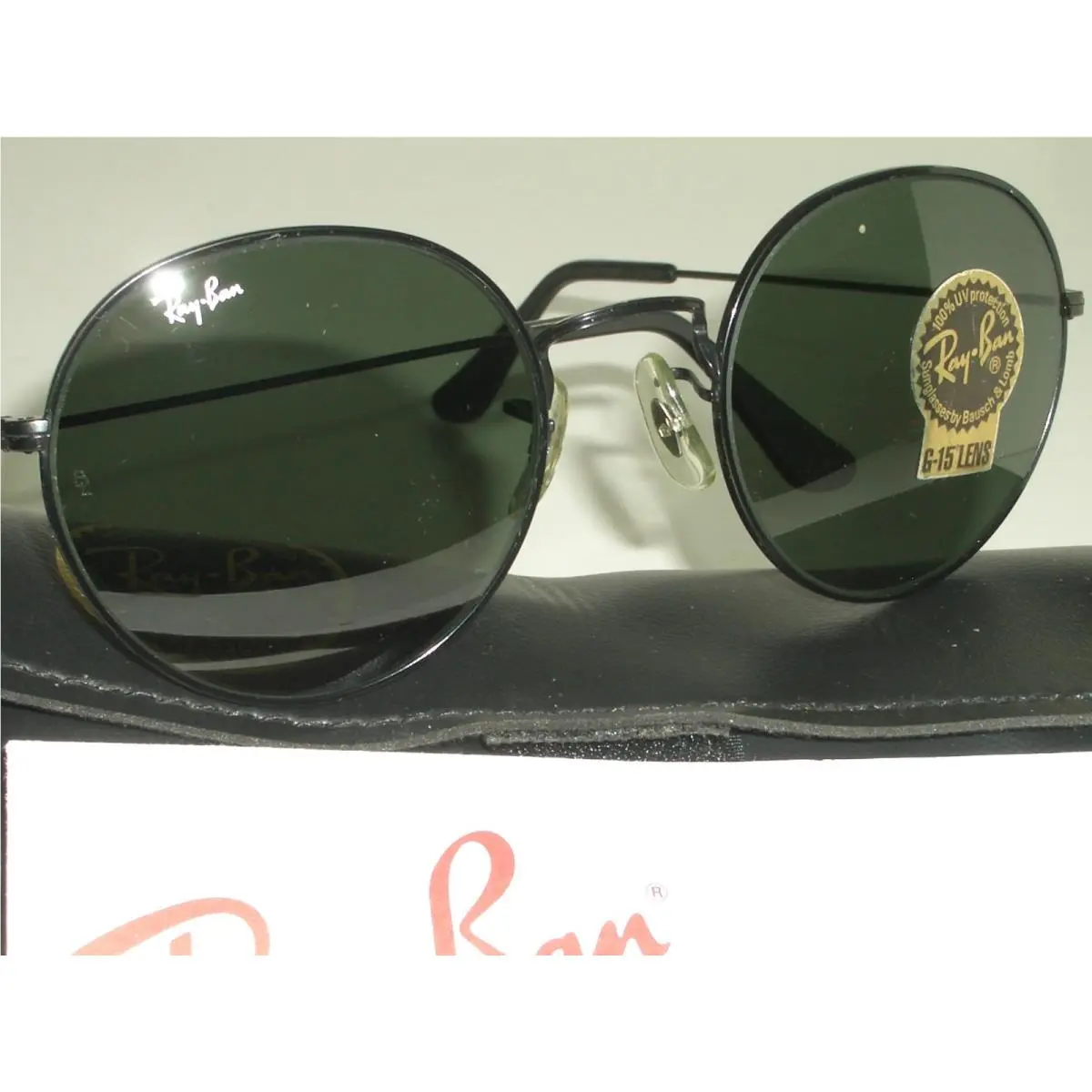 Vintage B L Ray-ban W0608 Xnas 52 21 G15 UV Black Round Aviator Sunglasses