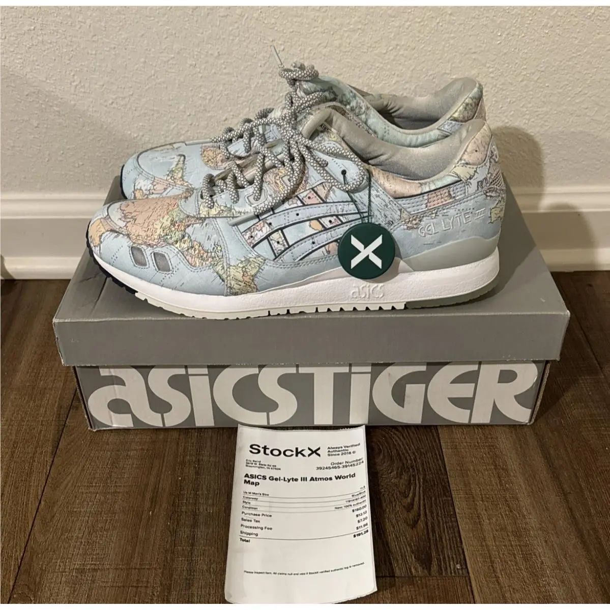 Asics Atmos X Gel Lyte Iii 3 “world Map” 1191A197-400 Men’s Size 11.5 - DS