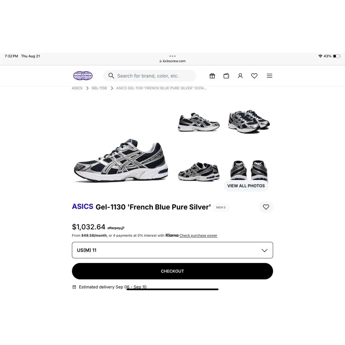 Asics shoes - ASICS GEL-1130 - 1201A256-400 - French Blue/Pure Silver 9