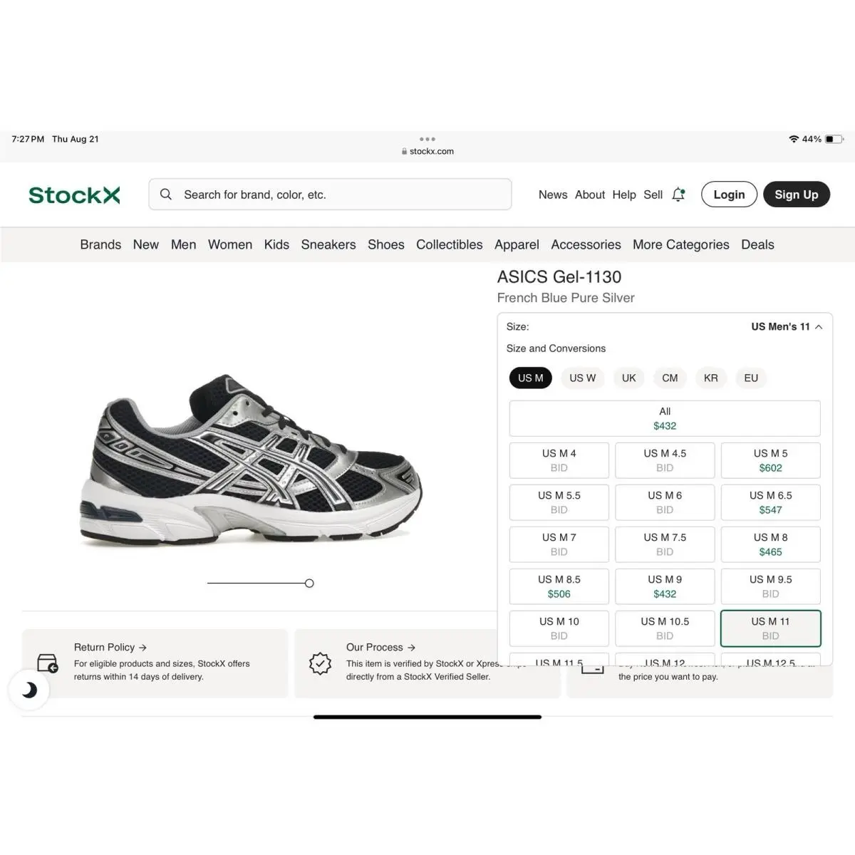 Asics shoes - ASICS GEL-1130 - 1201A256-400 - French Blue/Pure Silver 12